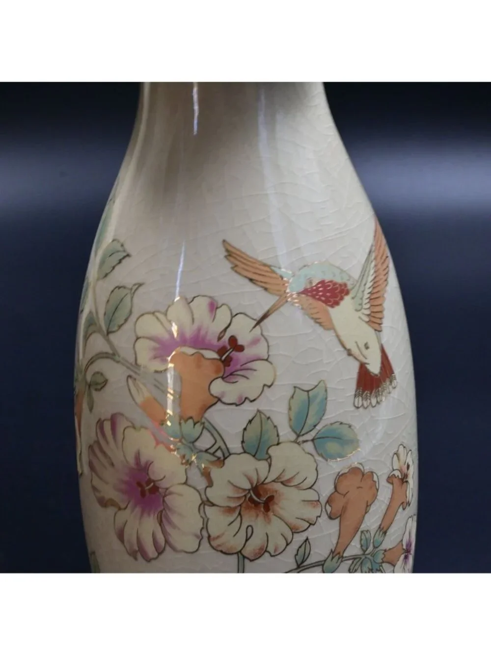 Japanese Humming Bird Floral Vase Set Of 3